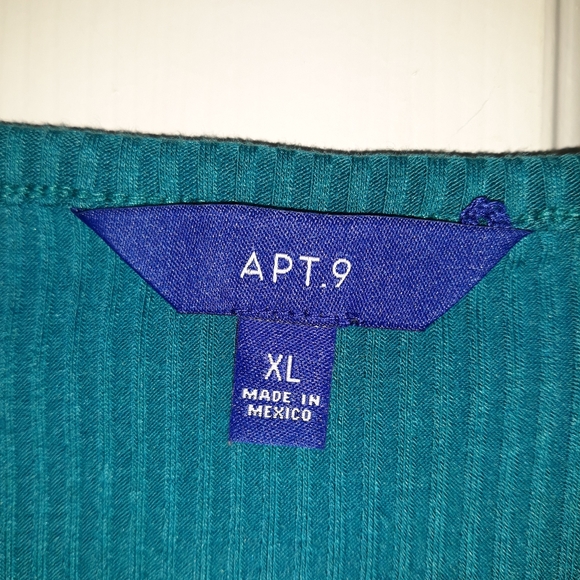 Teal Ribbed Side-Knot Short Sleeve Top Size XL - Picture 3 of 4